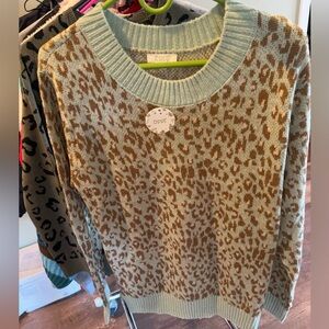Oddly Leopard Print Sweater - Brown and Green